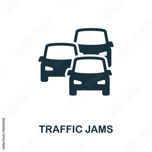 Traffic Jams icon. Monochrome sign from big city life collection. Creative Traffic Jams icon illustration for web design, infographics and more