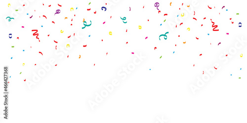 Festive confetti vector celebration background transparent or carnival and birthday party blue  red  green and orange colorful banner element isolated on white flat cartoon for kids child surprise
