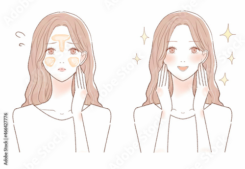 脂性肌（オイリー肌）に悩む女性のビフォーアフター