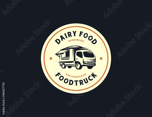 Food truck retro logo emblem