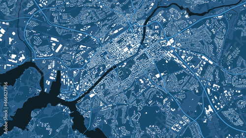 Detailed blue map poster of Turku city, linear print map. Skyline urban panorama.
