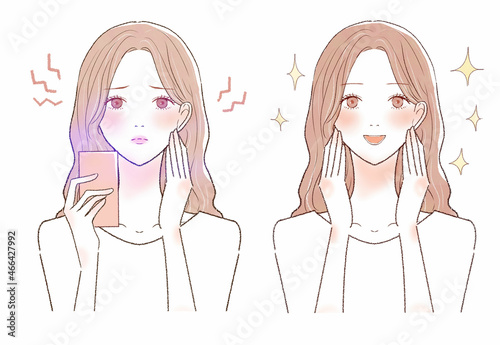 スマホのブルーライトによる眼精疲労・視力低下に悩む女性