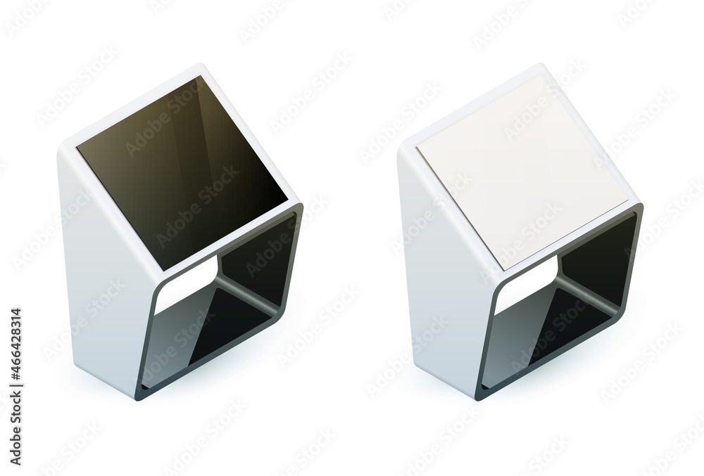 Fototapeta premium Realistic vector interactive information kiosk, terminal, stand