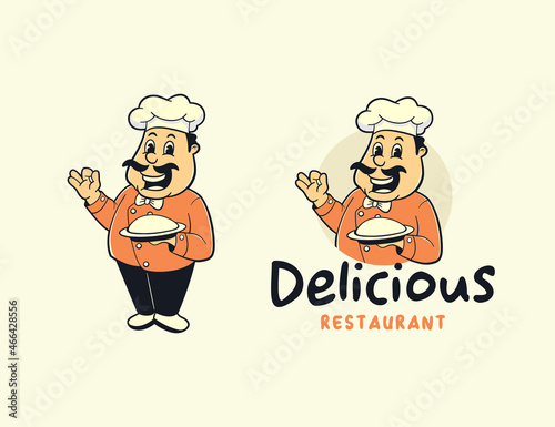 Smiling chef mascot logo template