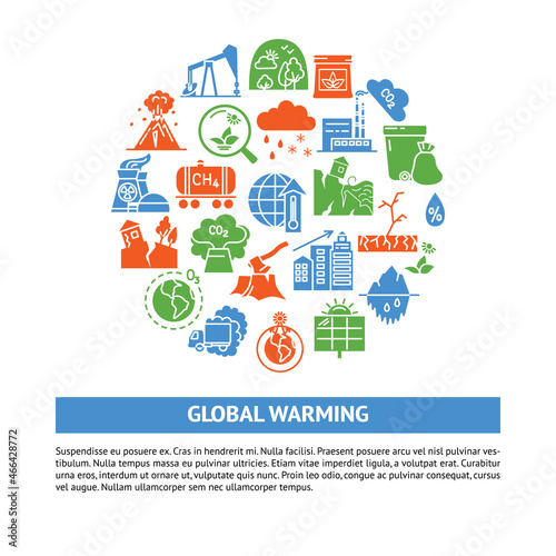 Global warming round poster with place for text