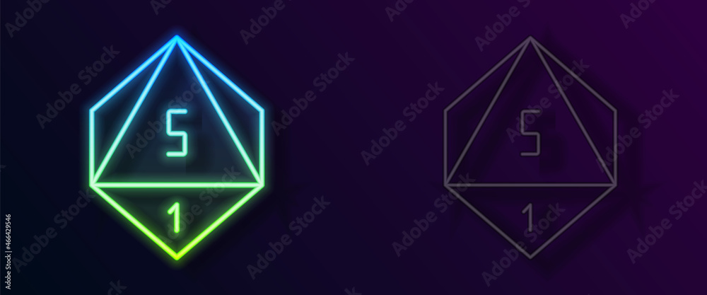 Glowing neon line Game dice icon isolated on black background. Casino gambling. Vector Glowing neon line Game dice icon isolated on black background. Casino gambling. Vector