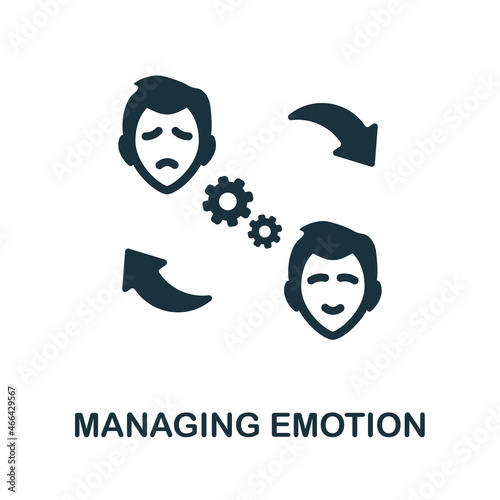 Managing Emotion icon. Monochrome sign from psychotherapy collection. Creative Managing Emotion icon illustration for web design, infographics and more