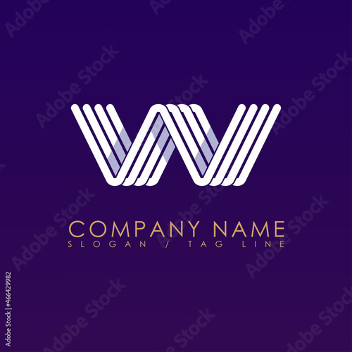 abstract geometric logo W collapsible teamwork team geometric shapes. suitable for company
