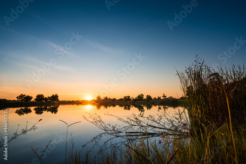 Colorful cloud and sky on sunset with lake landscape