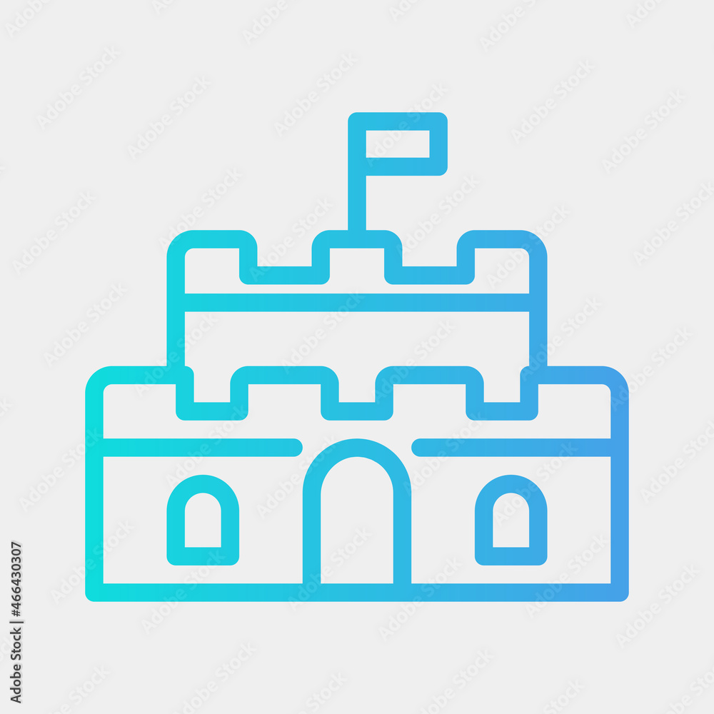 Castle icon vector illustration in gradient style about summer, use for website mobile app presentation Castle icon vector illustration in gradient style about summer, use for website mobile app presentation