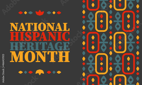 National Hispanic Heritage Month in United States. Celebrate annual in September and October. Latin American and Hispanic ethnicity culture. National fabric vector textures. Traditional festival photo