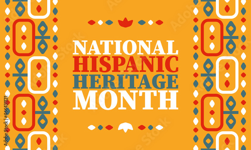National Hispanic Heritage Month in United States. Celebrate annual in September and October. Latin American and Hispanic ethnicity culture. National fabric vector textures. Traditional festival