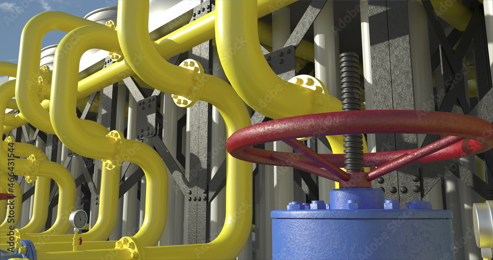 Chiller cooling system at the compressor station, seamless loop, time lapse. 3D rendering Chiller cooling system at the compressor station, seamless loop, time lapse. 3D rendering