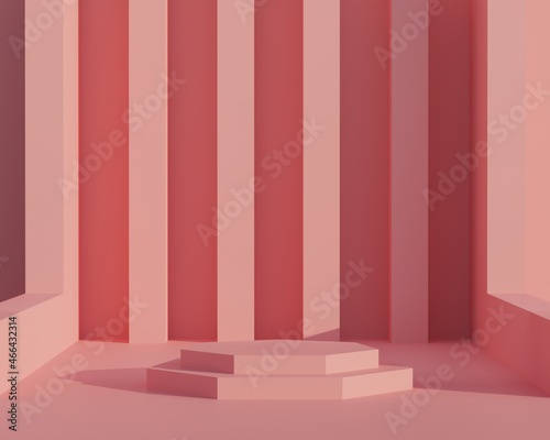 3d rendering. 3d background products minimal podium scene with beige pedestal. display background 3d rendering with podium. stand to show cosmetic products 3d. Stage showcase on pedestal studio.