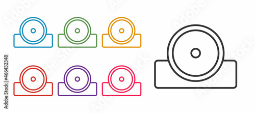 Set line Otolaryngological head reflector icon isolated on white background. Equipment for inspection the patients ear, throat and nose. Set icons colorful. Vector