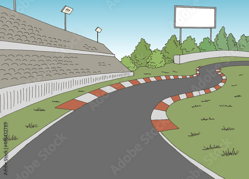 Race track sport graphic color sketch illustration vector