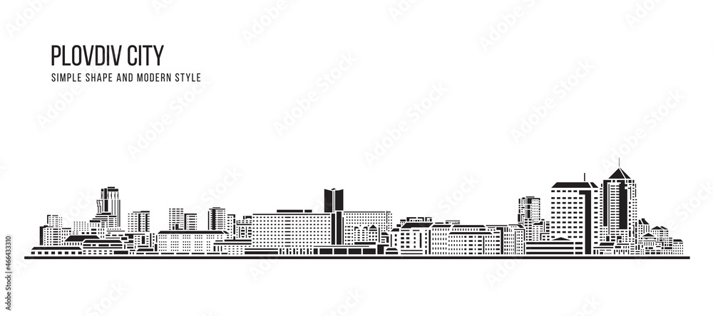 Cityscape Building Abstract Simple shape and modern style art Vector design - Plovdiv city