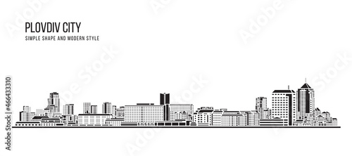 Cityscape Building Abstract Simple shape and modern style art Vector design - Plovdiv city