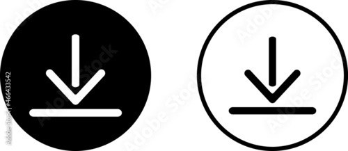 Download icon. Download vector icon. Save to computer symbol, Solid and line icons set for upload option. Arrow down button, save from internet buttons for browser or app.