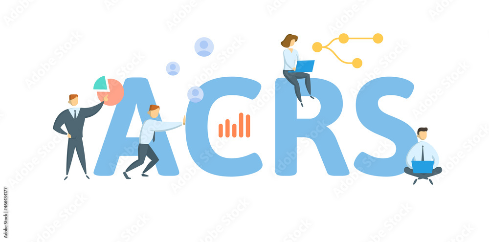 ACRS, Accelerated Cost Recovery System. Concept with keyword, people and icons. Flat vector illustration. Isolated on white.
