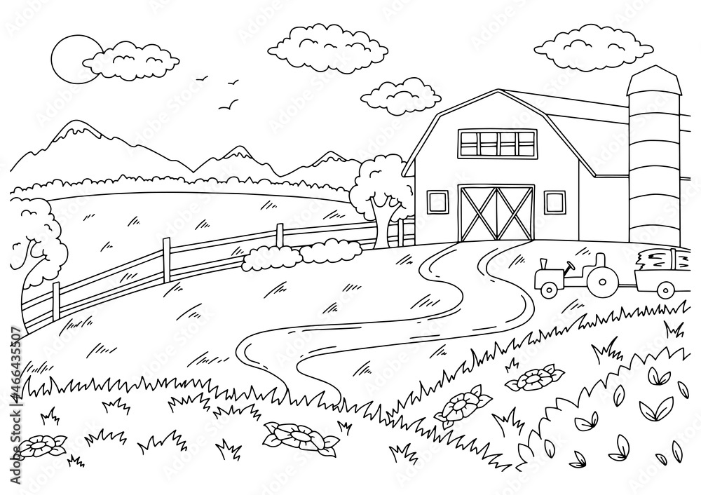 Premium Vector  Landscape coloring paper for kids illustration