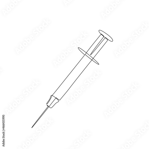 Abstract continuous line drawing of injecting syringe.