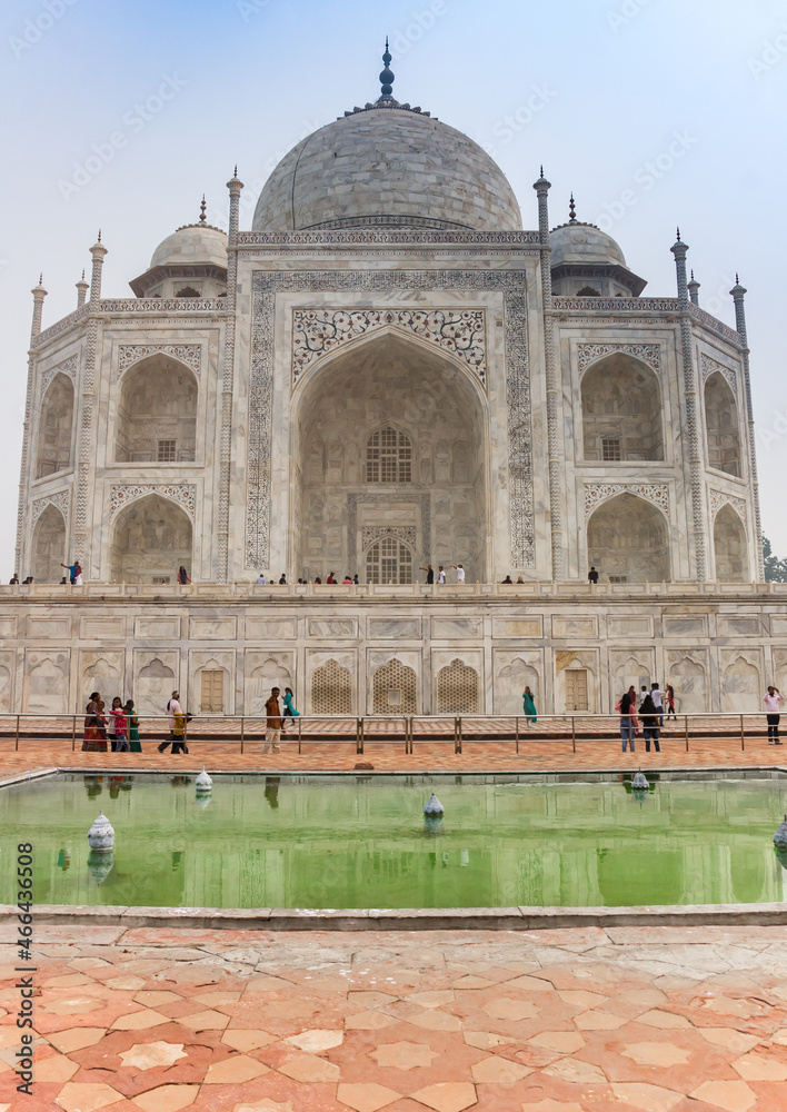 Back of the Taj Mahal monument in Agra, India