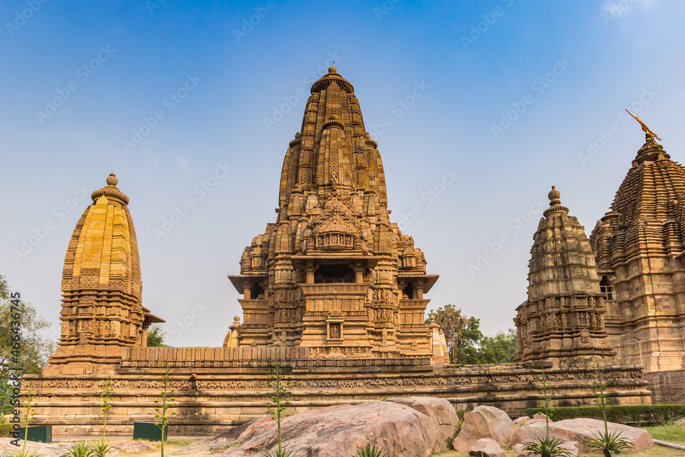 Historic monuments in the erotic temple complex of Khajuraho, India Historic monuments in the erotic temple complex of Khajuraho, India