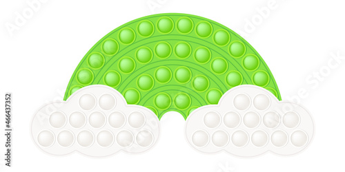 Popit figure rainbow as a fashionable silicon toy for fidgets. Addictive anti stress toy in bright rainbow colors. Bubble anxiety developing pop it toys for kids. Vector illustration isolated on white