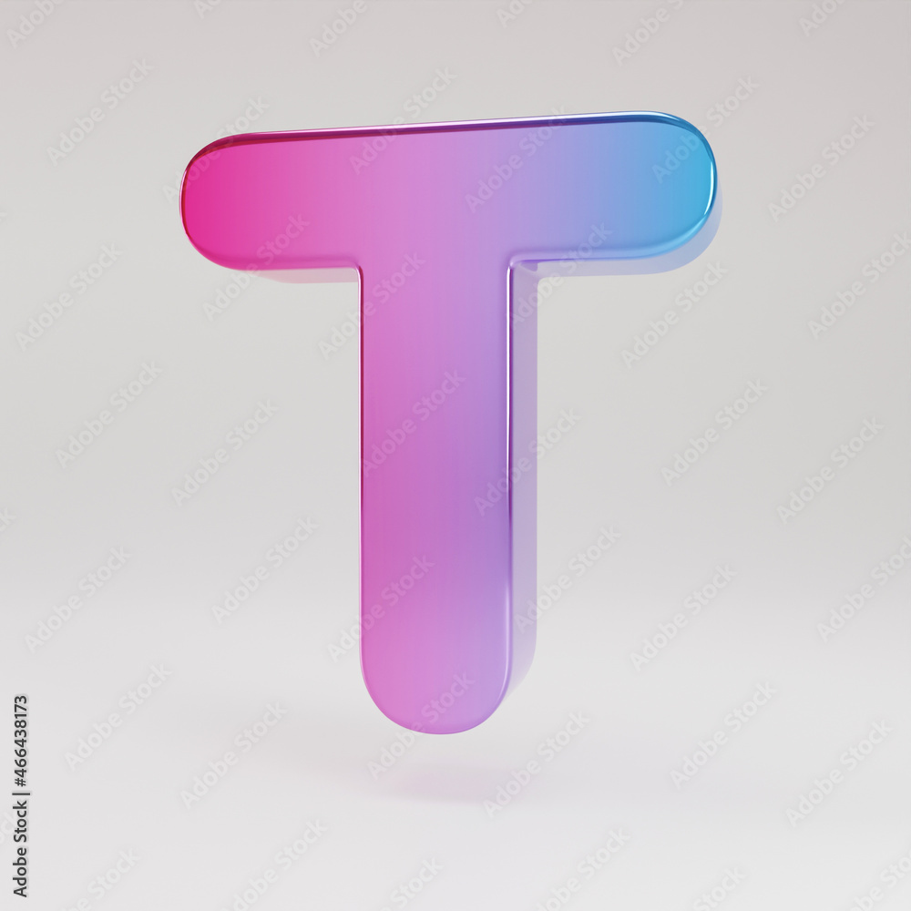 Glossy uppercase letter T with gradient. font with glitter isolated on white background. Glossy uppercase letter T with gradient. font with glitter isolated on white background.