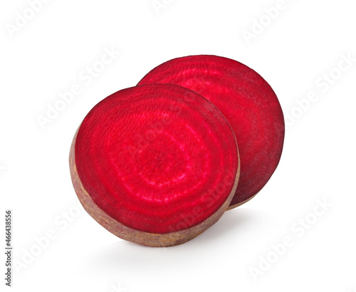 Beetroot slices on white background.