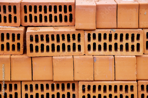 The red caramic brick masonry was laid very evenly photo