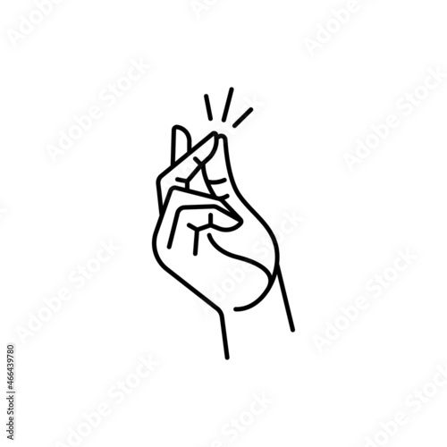 finger snapping hand gesture line art icon vector