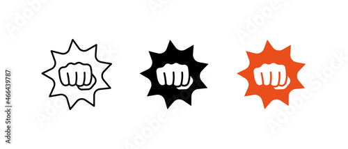 fist punching knockout line art vector icon