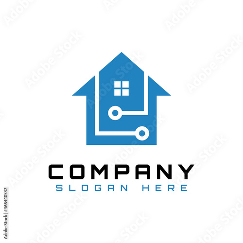 Digital Data House Technology Logo Design vector © Hamz2001