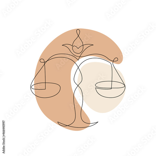 Astrological Libra zodiac sign one line drawing