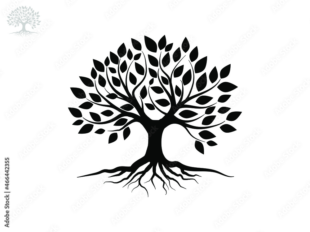 Black And White Trees With Roots