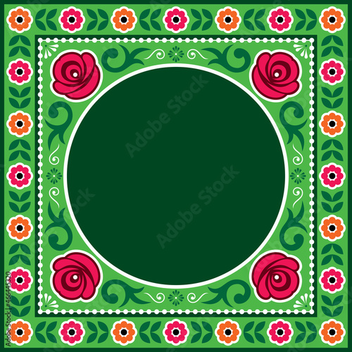 	
Pakistani and Indian truck art vector frame or border design with roses, floral decorative background, Diwali vibrant pattern
