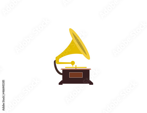 Gramophone, music icon. Vector illustration. Flat design.
