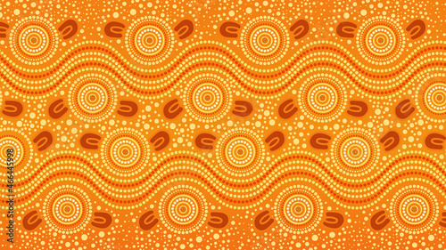 Aboriginal dot pattern seamless yellow background