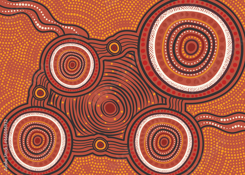 Connection concept dot aboriginal art vector painting