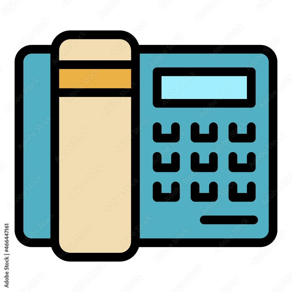 Office telephone icon. Outline office telephone vector icon color flat isolated Office telephone icon. Outline office telephone vector icon color flat isolated