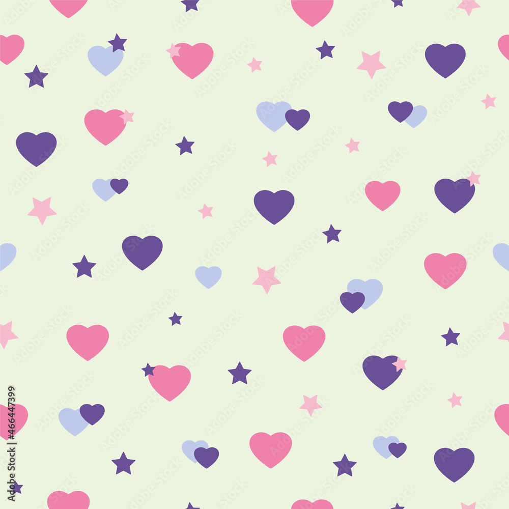 Cute confetti hearts seamless repeat pattern. The surface pattern design.