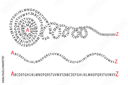 A tangled path from alphabet or letters.The concept of simplifying a confusion or road in psychotherapy, psychology, or goal achievement.