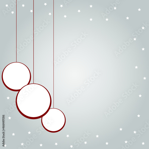 Set of red Christmas balls hanging on gray background

