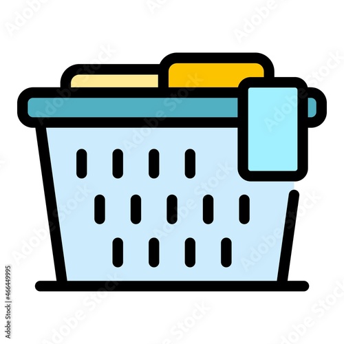 Clothes basket icon. Outline clothes basket vector icon color flat isolated