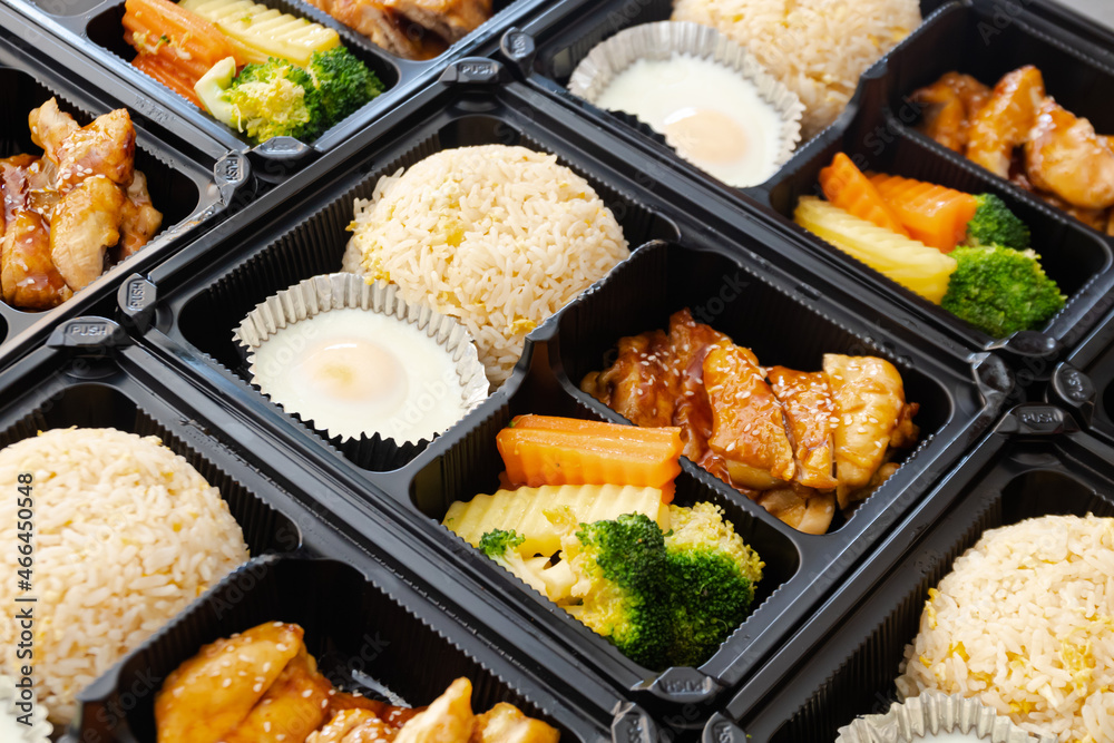 Japanese bento box, Japanese food lunch boxes in plastic packages