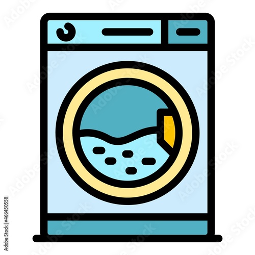Laundry machine icon. Outline laundry machine vector icon color flat isolated