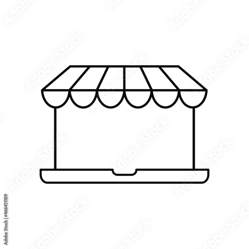 online Shopping bag icon. laptop icon. laptop sign with the Shopping cart icon. 