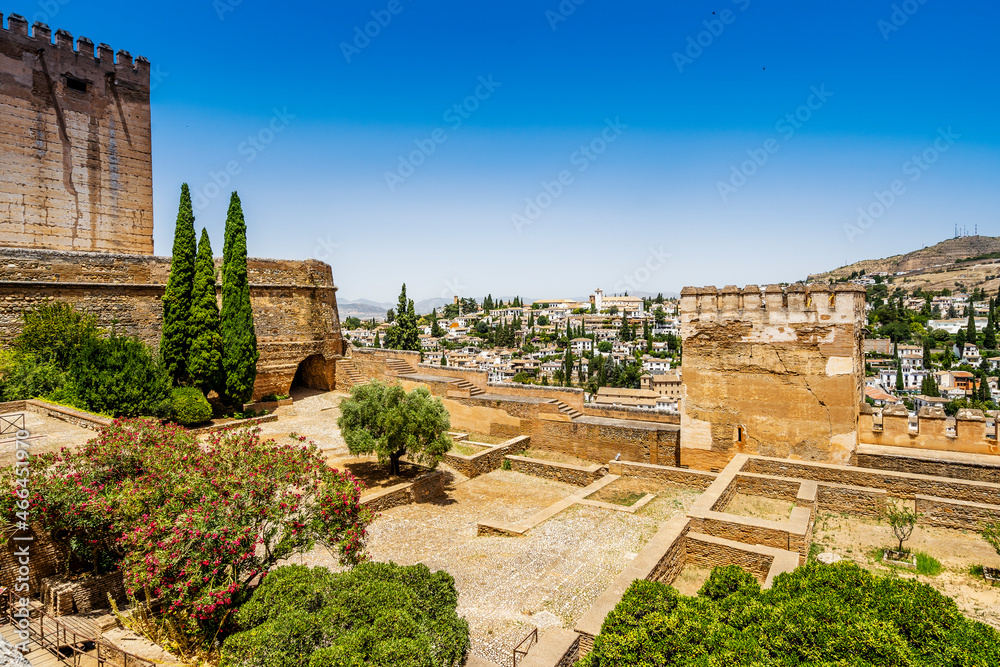 Alhambra palace complex in the foreground and city of Granada in the background, Spain Alhambra palace complex in the foreground and city of Granada in the background, Spain